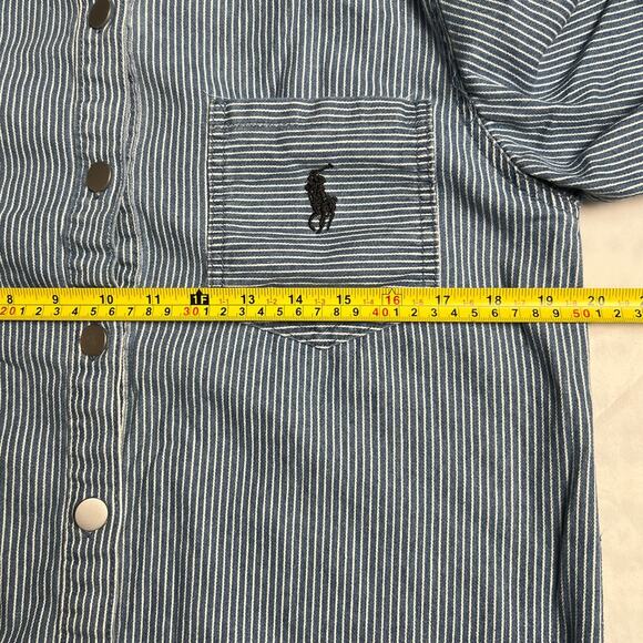 Polo Ralph Lauren Button Down Striped Denim Pony Logo Size Small - Picture 4 of 5